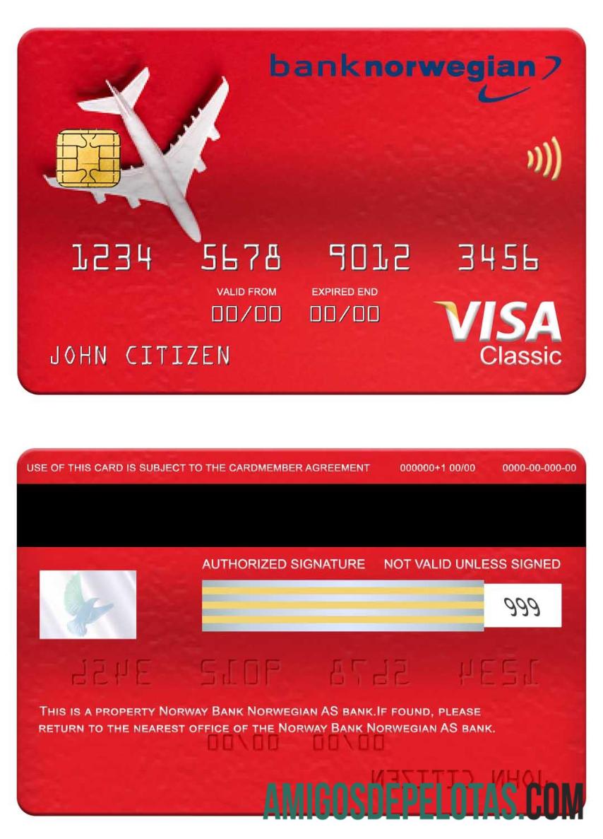 Norway Bank Norwegian AS Bank Visa Classic Card real example